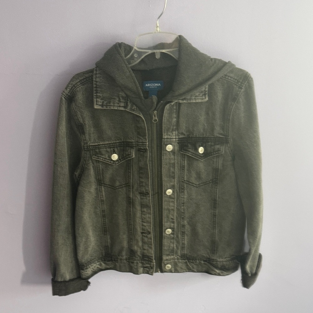 Arizona Jean Company Kids Black Hooded Denim Jacket